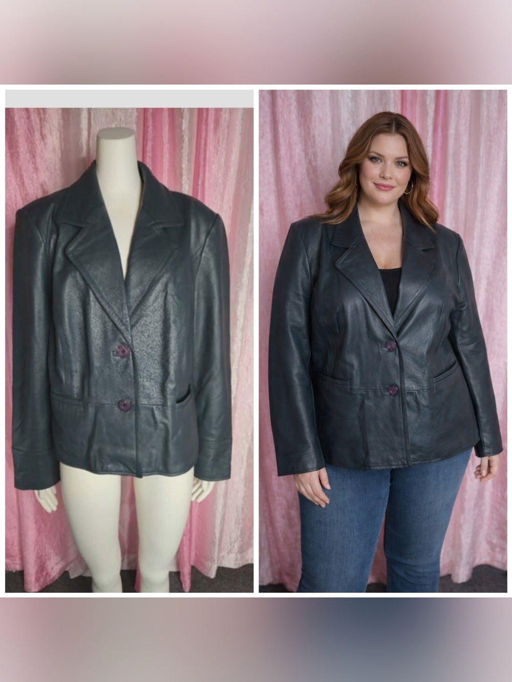 I.E. Leather Dark Gray One Button Crop Classic Blazer Jacket Size 2X Plus